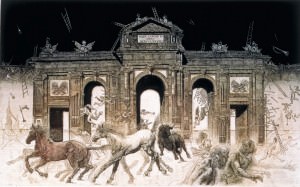 Puerta de Alcalá. Aguafuerte, 40 x 64 cm. 1995